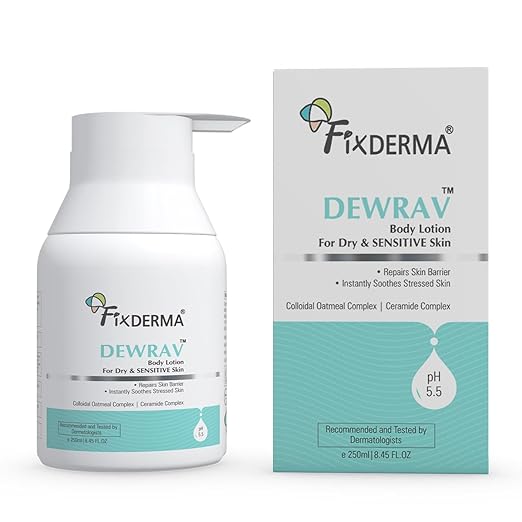 Fixderma Dewrav Body Lotion for Dry & Sensitive Skin with Shea Butter & Ceramides Complex | Deeply Nourishes, Moisturizes & Restores the Skin Barrier | Moisturizer for Men & Women - 250 ml