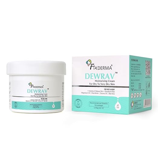 Fixderma Dewrav Moisturizing Cream for Face & Body with Shea Butter | Cold Cream for Winter | Deeply Moisturize, Hydrates & Soften Skin | Soothes Irritation | For Dry to Very Dry Skin - 250g
