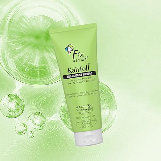 Fixderma Kairfoll Anti Dandruff Shampoo for Oily & Sensitive Prone Scalp | Piroctone Olamine & Salicylic Acid | Sulphate Free | Anti Fungal Shampoo for Women & Men - 100ml