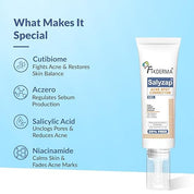 Fixderma Salyzap 2% Salicylic Acid Acne Spot Corrector Gel with 2% Niacinamide Acid & 1% Aczero | Reduce Active Acne & Redness | Fades Dark Spots & Blemishes | Pimple Remover For Men & Women - 20g