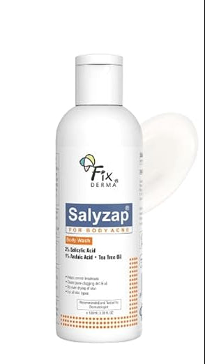Fixderma Salyzap 2% Salicylic Acid Body Wash I For Acne, Anti Acne Body Wash on Back | Arms Suitable For Acne Prone Skin I Shower Gel For Women & Men I - 100ml