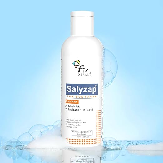Fixderma Salyzap 2% Salicylic Acid Body Wash I For Acne, Anti Acne Body Wash on Back | Arms Suitable For Acne Prone Skin I Shower Gel For Women & Men I - 100ml