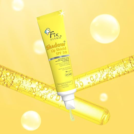 Fixderma Shadow SPF 50 Lip Shield Pa+++ Lip Balm with Cacao Seed Butter & Vitamin E | Prevents Pigmentation & Sun Damage | Lightens Pigmented Lips | Protects Against UVA & UVB Rays - 15gm