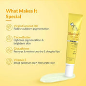 Fixderma Shadow SPF 50 Lip Shield Pa+++ Lip Balm with Cacao Seed Butter & Vitamin E | Prevents Pigmentation & Sun Damage | Lightens Pigmented Lips | Protects Against UVA & UVB Rays - 15gm