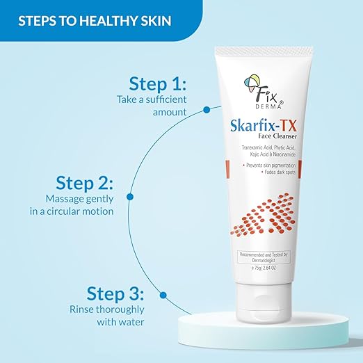 Fixderma Skarfix -TX Face Cleanser with Tranexamic Acid, Kojic Acid & Niacinamide | Kojic Acid Face Wash | Pigmentation Face Wash for All Skin Types - 75gm