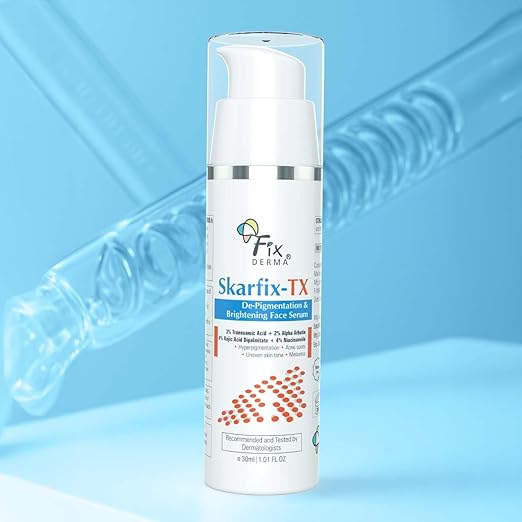 Fixderma Skarfix-TX Face Serum with 4% Kojic Acid, 4% Niacinamide Serum, 3% Tranexamic Acid & 2% Alpha Arbutin | Treats Hyper Pigmentation & Melasma | Reduce Acne Spots | brightening the Skin - 30ml