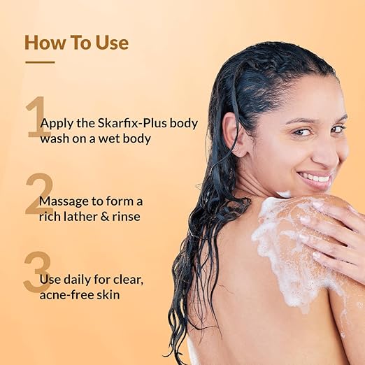 Fixderma Skarfix Plus Brightening Body Wash with 4% Actives (Kojic Acid, Niacinamide Acid, & Vitamin E) | Skin Brightening Body Wash Shower Gel Women & Men | For Hyperpigmentation & Acne Marks - 200ml