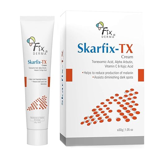 Fixderma Tranexamic Acid + 2% Kojic Acid + 1% Arbutin SKARFIX -TX Face Cream | Pigmentation Removal Cream | Kojic Acid Cream | Uneven Skin Tone - 30 gm