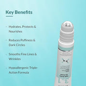 Fixderma Under Eye Cream Roll on with Peptides, Green Tea Extract & Vitamin E | Reduces Dark Circles, Puffiness, Wrinkles & Fine Lines | Triple Action | for Men & Women | 15g