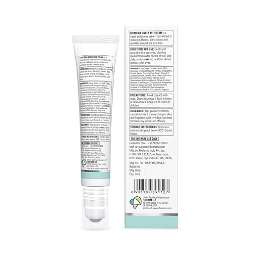 Fixderma Under Eye Cream Roll on with Peptides, Green Tea Extract & Vitamin E | Reduces Dark Circles, Puffiness, Wrinkles & Fine Lines | Triple Action | for Men & Women | 15g