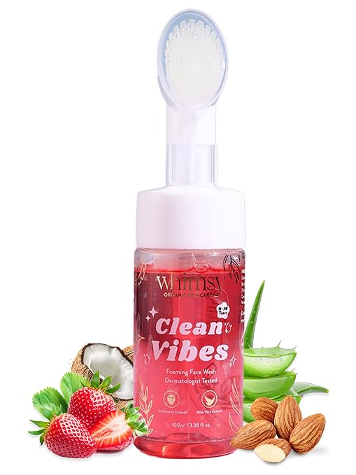 Whimsy Beauty Foaming Face Wash for Kids | Gentle Daily Cleanser with Aloe Vera, Strawberry and Vitamin B3 | Tear Free, Non Drying | Dermatologist Tested | Safe for Sensitive Skin | 4 to16 Years | 100 ml