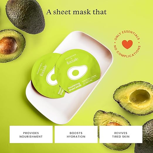 Foxtale Nourishing Sheet Mask with Hyaluronic Acid and Avocado for Nourishing & Hydration, 26g