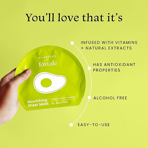 Foxtale Nourishing Sheet Mask with Hyaluronic Acid and Avocado for Nourishing & Hydration, 26g