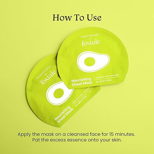 Foxtale Nourishing Sheet Mask with Hyaluronic Acid and Avocado for Nourishing & Hydration, 26g