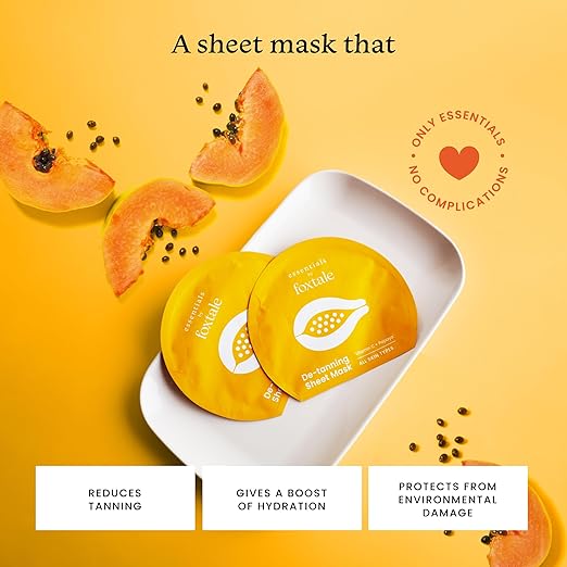 Foxtale Tan Removal Sheet Mask with Vitamin C and Papaya for Tan Removal, 26g