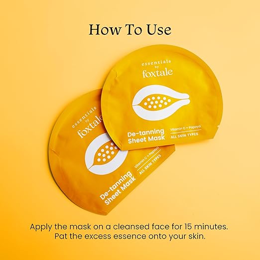Foxtale Tan Removal Sheet Mask with Vitamin C and Papaya for Tan Removal, 26g