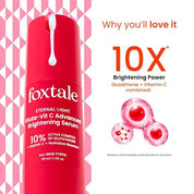 Foxtale 10% Vitamin C + Glutathione Complex Serum, Brightens skin in 3 days, Fades melasma & dark spots, Evens Skin tone, Gentle & Non-irritating, For All Skin types, Men & Women