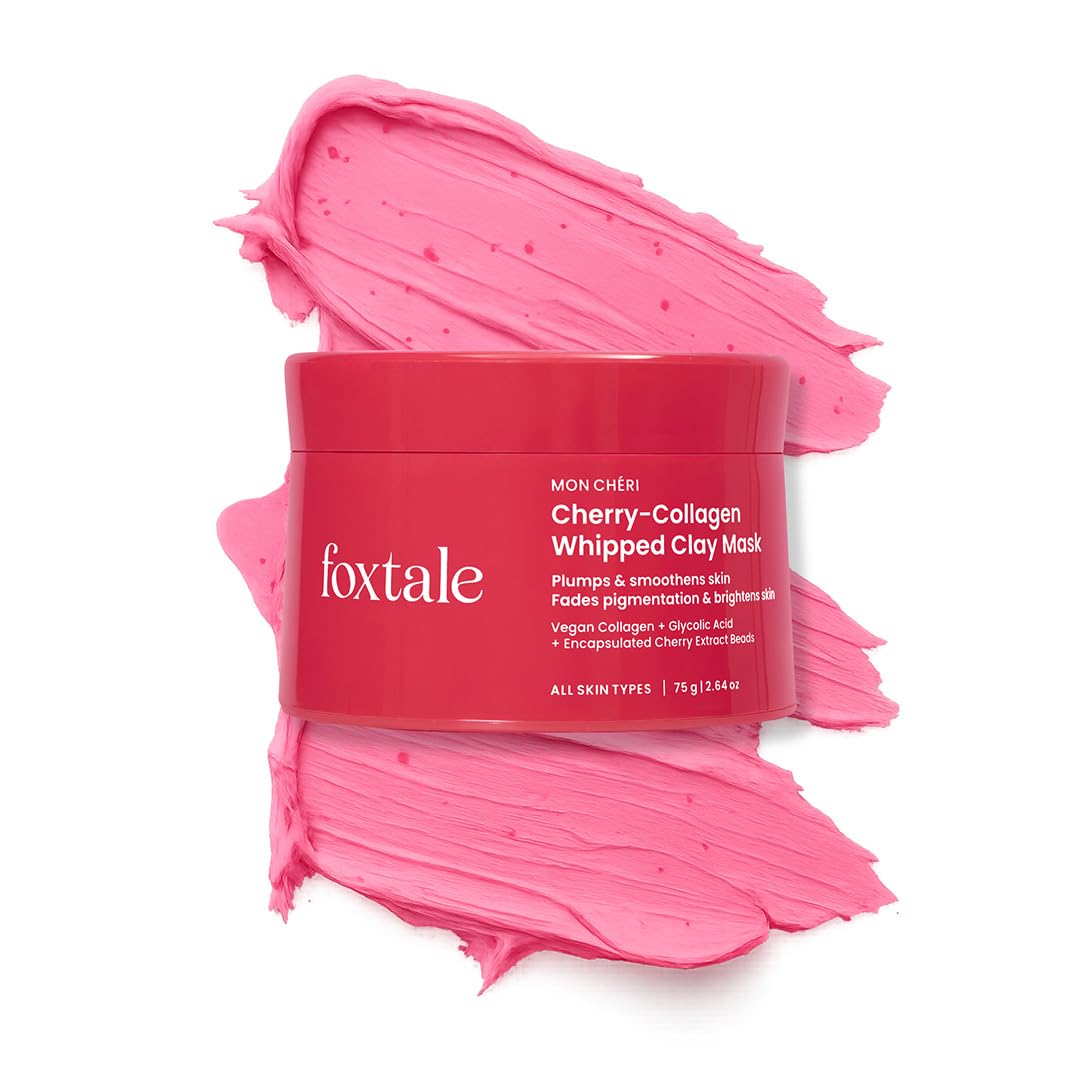 Foxtale Cherry-Collagen Clay Mask - Plumps, Hydrates, Firms & Brightens Skin (75g)