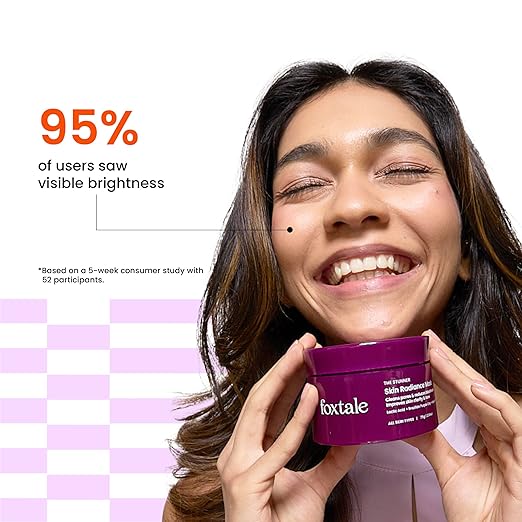 Foxtale De-Tan Face Mask for Glowing Skin| Clay Mask with Lactic Acid for Tan Removal, Reduction in Blackheads, Instant Brightening