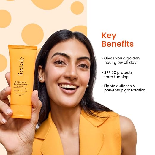 Foxtale Glow Sunscreen SPF 50 PA++++ with Vitamin C & Niacinamide