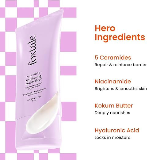 Foxtale Nourishing Ceramide Face Moisturizer with Niacinamide for 100 Hr Hydration, Lightweight & Non-Sticky, For Soft & Glowing Skin, Men & Women, All Skin Types