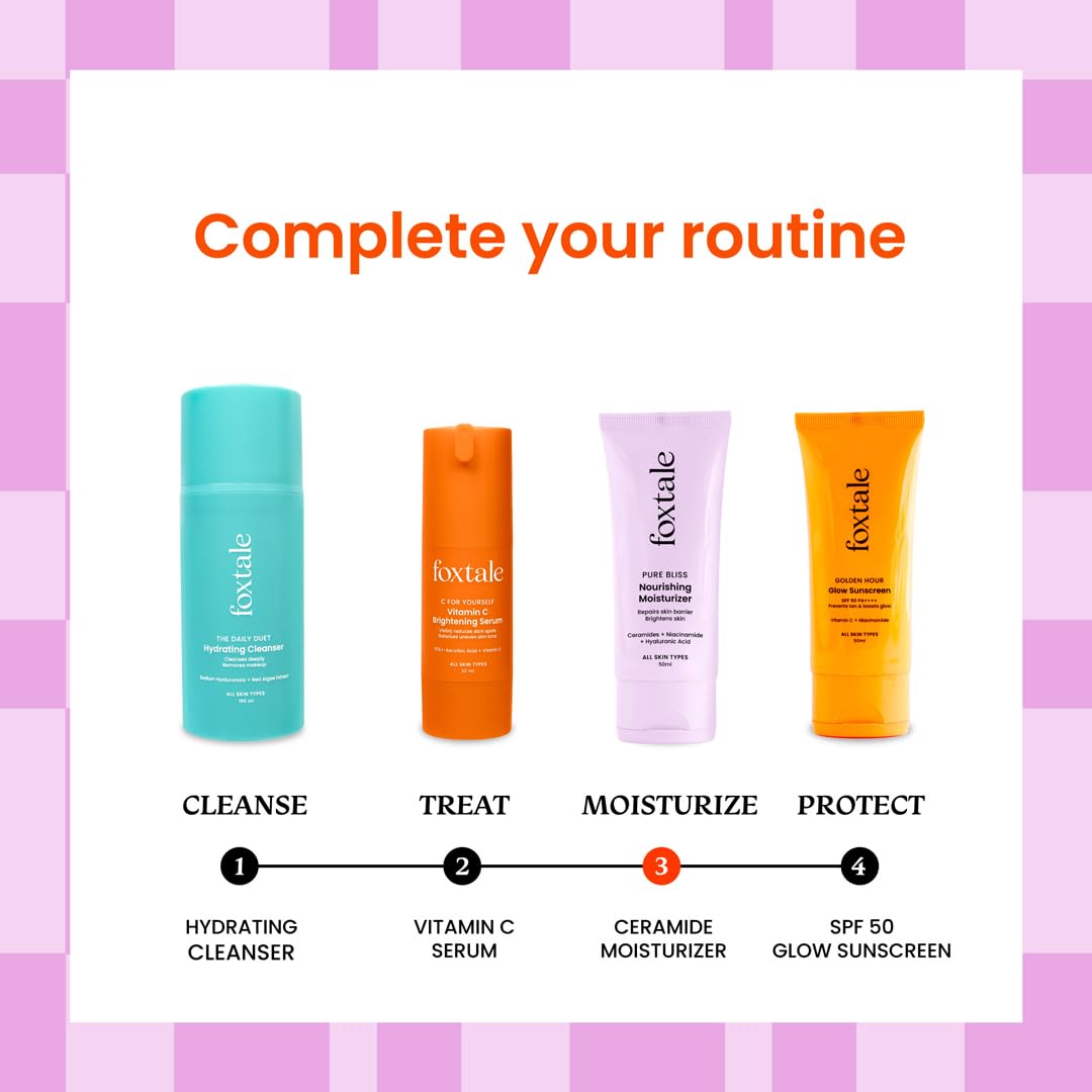 Foxtale Nourishing Ceramide Face Moisturizer with Niacinamide for 100 Hr Hydration, Lightweight & Non-Sticky, For Soft & Glowing Skin, Men & Women, All Skin Types