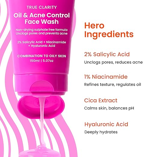 Foxtale Oil and Acne Control Face Wash | 2% Salicylic Acid + Niacinamide + Cica + Hyaluronic Acid