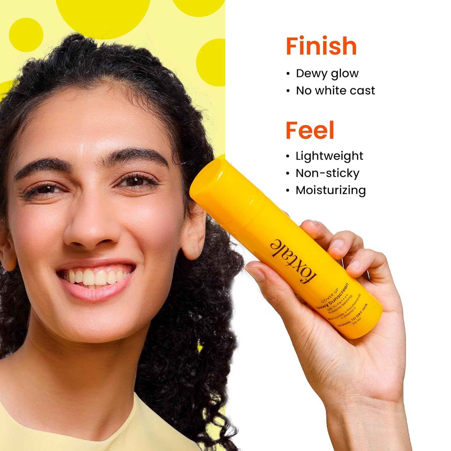 Foxtale SPF 70 Niacinamide Dewy Sunscreen with PA++++ For Dewy Sun Protection