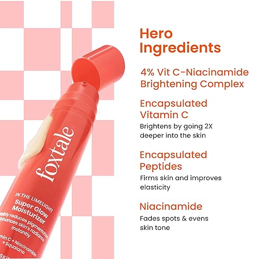 Foxtale Vitamin C Super Glow Moisturizer with Niacinamide & Peptides, Visibly Reduces Pigmentation, Enhances Skins Radiance Instantly, For All Skin Types, Women & Men