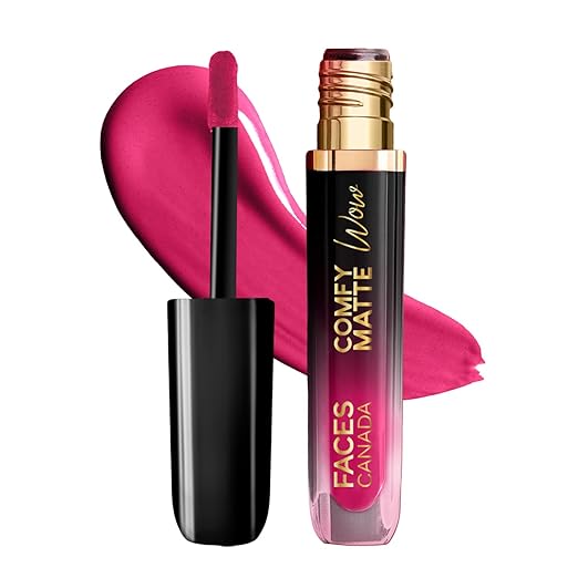 FACES CANADA Comfy Matte Wow Liquid Lipstick One Swipe Application | Highly Pigmented | Comfortable Wear | Glides Smoothly | Long Lasting | Transferproof, Smudgeproof & Waterproof