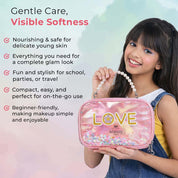 Whimsy Beauty Glam-On Beauty Kit | Safe Beauty Set for Girls & Teens | Lip Balm, Lip Jelly, Eyeliner & Eye Shadow Palette