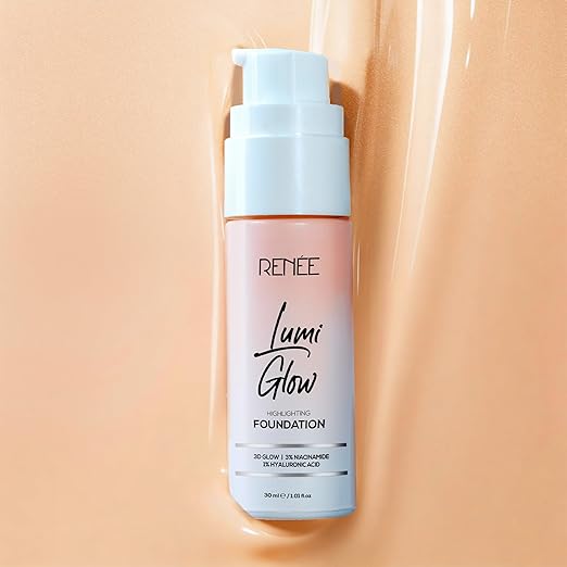 RENEE Lumi Glow Highlighting Liquid Foundation - Satin Ivory | Dewy Finish, Buildable Coverage & 3D Glow | Hydrates & Smoothens For Luminous Skin | With Hyaluronic acid & Niacinamide | 30ml