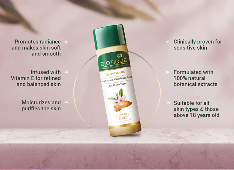 Biotique Advanced Organics Glow Tonic Pure Vitamin E Nourishing Toner (120ml)