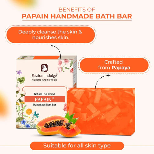 Passion Indulge Handmade Bath Bar Soap Papain - each 100gm