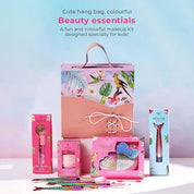 Whimsy Beauty Pretty Hang Bag Beauty Kit | Non-Toxic Beauty Set for Kids & Pre-Teens |Lip Gloss, Lip Tint, Eyeliner, Eyeshadow Palette, Mermaid Brushes & Puff Blender |Vegan & Cruelty-Free
