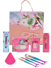 Whimsy Beauty Pretty Hang Bag Beauty Kit | Non-Toxic Beauty Set for Kids & Pre-Teens |Lip Gloss, Lip Tint, Eyeliner, Eyeshadow Palette, Mermaid Brushes & Puff Blender |Vegan & Cruelty-Free