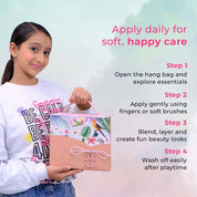 Whimsy Beauty Pretty Hang Bag Beauty Kit | Non-Toxic Beauty Set for Kids & Pre-Teens |Lip Gloss, Lip Tint, Eyeliner, Eyeshadow Palette, Mermaid Brushes & Puff Blender |Vegan & Cruelty-Free