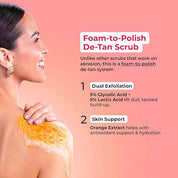 Foxtale Hula Hoop Foaming 10% De-Tan Body Scrub by Foxtale | Tan Removal & Soft-Smooth Skin | 5% Glycolic Acid, Lactic Acid & Azeloglycine | For Women & Men | All Skin Types | 75g