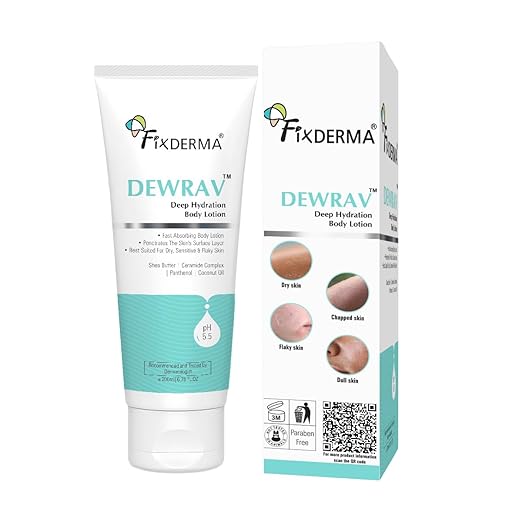 Fixderma Dewrav Deep Hydrating Body Lotion with Ceramide & Shea Butter | Moisturizer for Dry Skin | Body Lotion for Women & Men | Moisturizer for Body - 200 ml