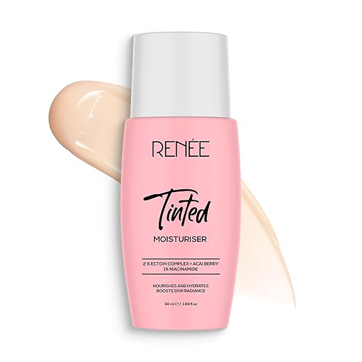 RENEE Tinted Moisturiser - Sunkissed Sand| Hydrates, Boosts Radiance, Repairs Barrier & Brightens Skin | With Niacinamide, Acai Berry & Ectoin | 50 ml