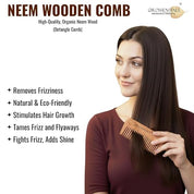 Kacchi Neem Wooden Detangle Comb | Shampoo Comb for Gentle Hair Care Pack of 1 (ORO-009)