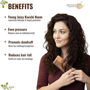 Kacchi Neem Wooden Detangle Comb | Shampoo Comb for Gentle Hair Care Pack of 1 (ORO-009)