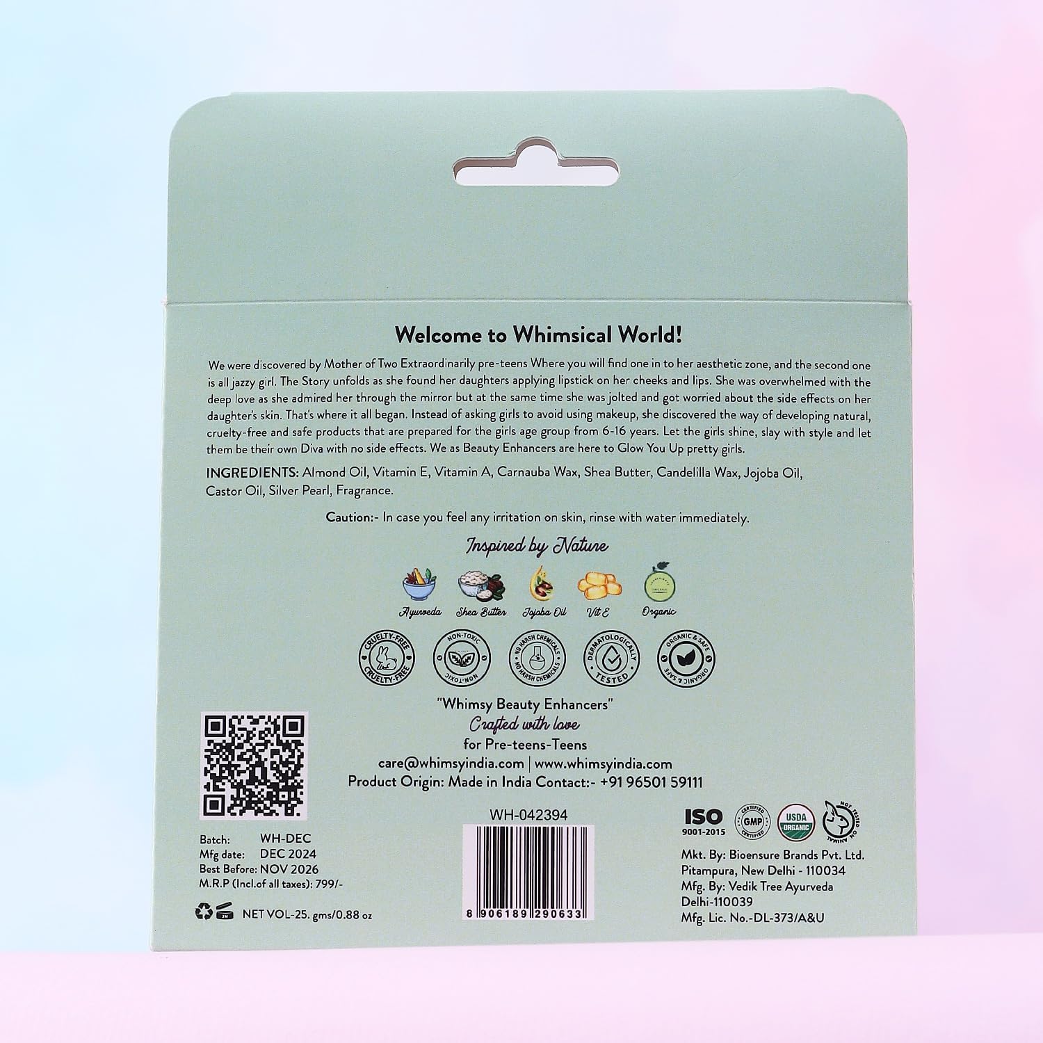 Whimsy Beauty Kids Lip Gloss Set | 5 Moisturizing Lip Glosses with Vitamin E, Shea Butter & Jojoba Oil | Non-Toxic Lip Gloss Kit for Girls, Kids & Pre-Teens | Pretend Play Pack