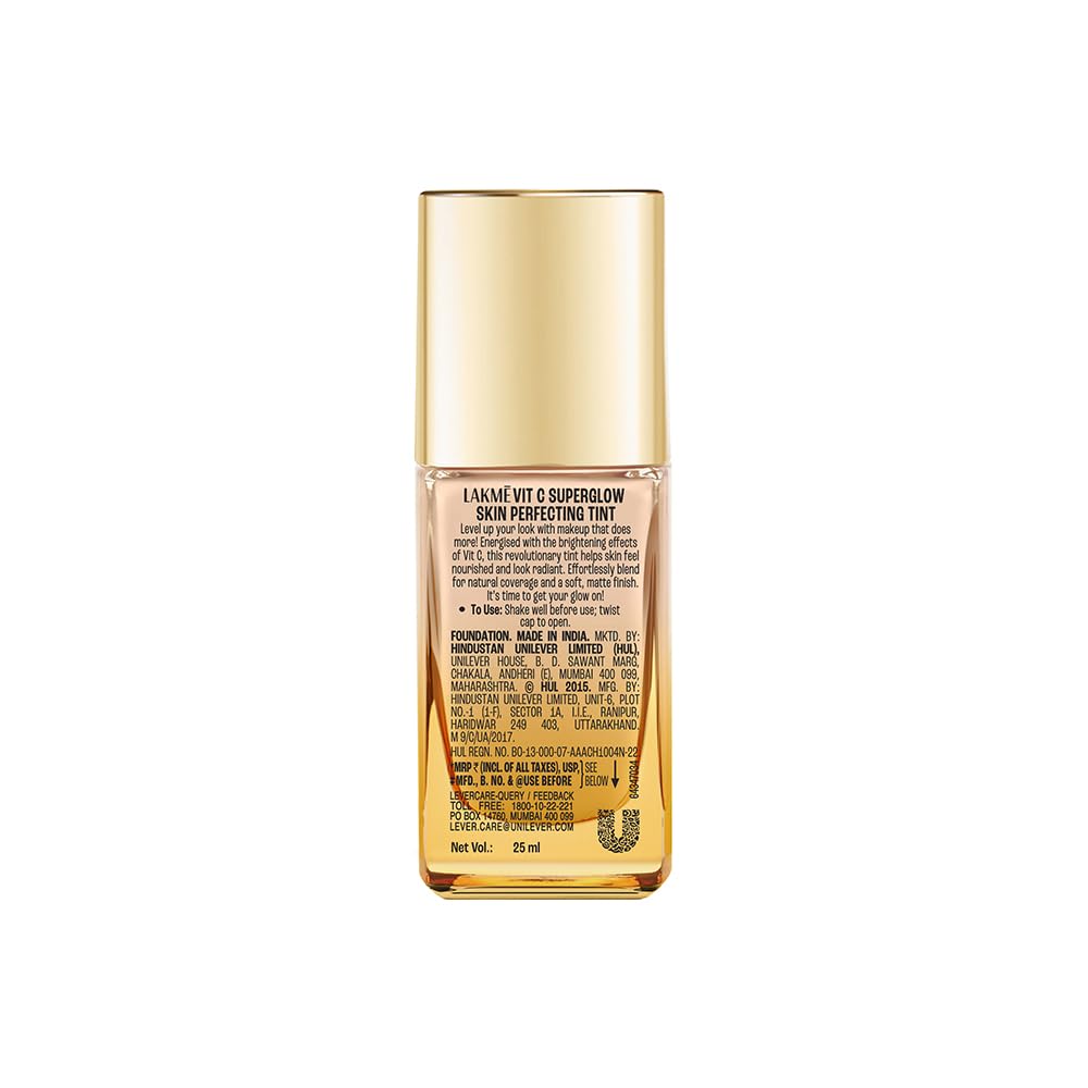 LAKMÉ Medium Coverage Natural Liquid For All Skin Makeup+Skincare Vitc Superglow Skin Perfecting Tint