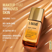 LAKMÉ Medium Coverage Natural Liquid For All Skin Makeup+Skincare Vitc Superglow Skin Perfecting Tint