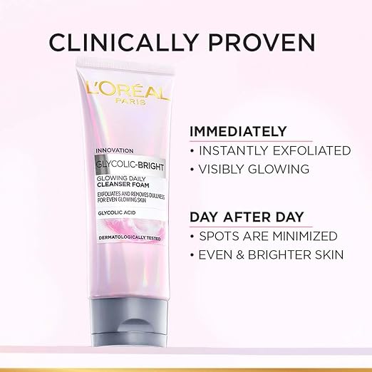 L'Oreal Paris Glycolic Bright Daily Foaming Face Cleanser, 100ml