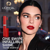 L'Oréal Paris Infallible Laque Resistance Lacquer-Like Shine Finish. 16H longwear lacquer lipstick. High-impact color, zero transfer