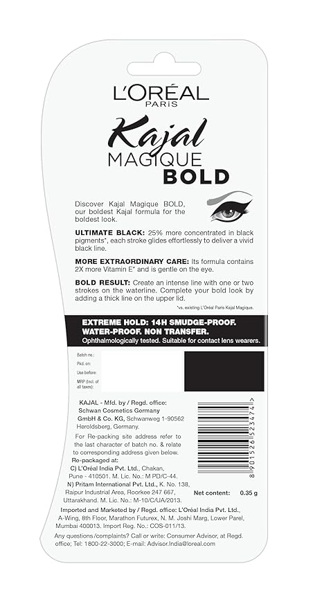 L'Oréal Paris Kajal, Waterproof Eyeliner,