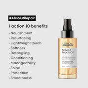 L'Oreal Professionnel Absolut Repair 10-in-1 Multi-Benefit Hair Serum for Dry Frizzy Hair - 90ml