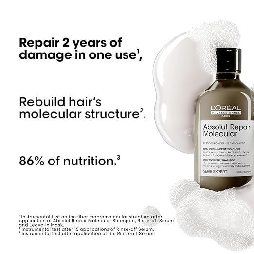 L'Oréal Professionnel Absolut Repair Molecular Sulfate-Free Deep Repairing Shampoo for Damaged Hair